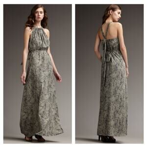 Leifsdottir Cockatoo Feather-Print Dress Silk Maxi 6